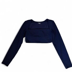 Aerie Navy Long Sleeve Crop Top
